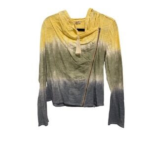 Mystere  Ombre Tie Dye Asymmetrical Zip  Women's Small Yellow Green